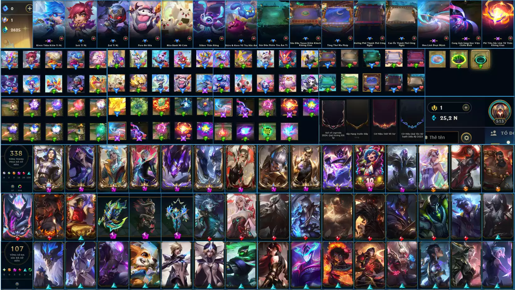 LOL VIP TFT ĐỦ CHƠI  - 3 ĐA SẮC THẦN THOẠI - 10 HÀNG HIỆU - RANK Vàng Rất Nhiều Khung Đẹp 338 Skin - Lv 513 - Full Tướng Nhiều Hàng Hiệu Đa Sắc 107 - Còn Đổi Tên TFT  - TFT VIP Như Ảnh Thông Tin Hỗ Trợ Đầy Đủ - Bảo Hành 100%